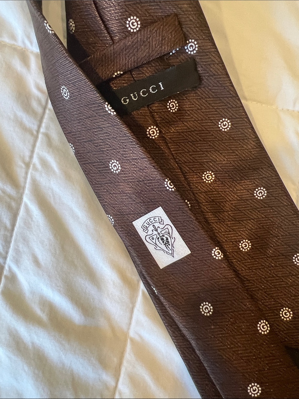 Gucci Brown Tie with Small Dot Motif - Picture 3 of 3